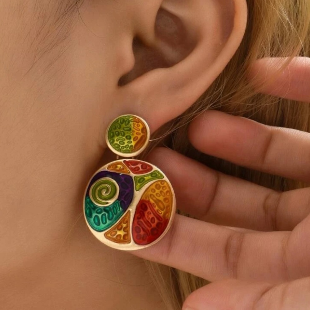 βοΈπ»β€οΈ FREE Abstract Geo Shapes Round Drop Boho Hipster Hippie Art Chic Earrings